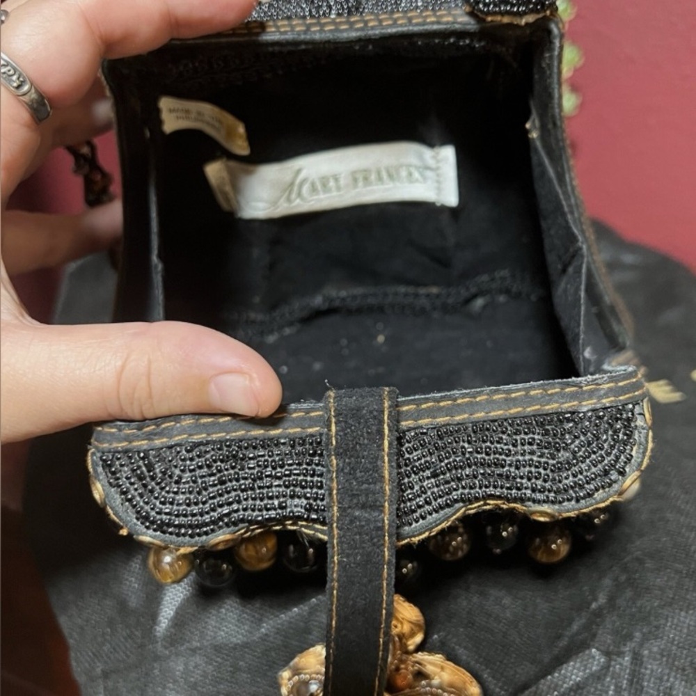 Mary Frances Black/Brown Animal Print Cow Hair Designer Purse Beaded final
! - Picture 9 of 13